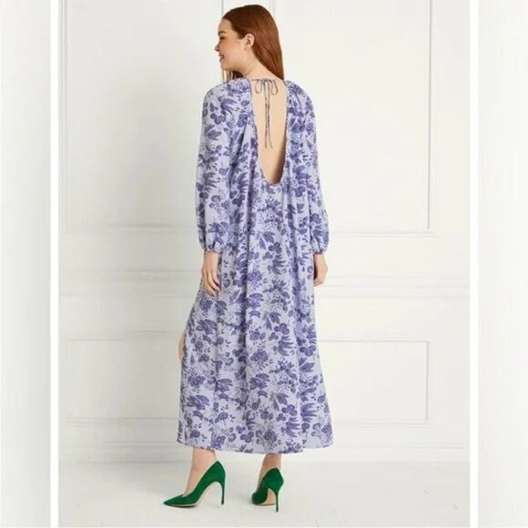 NWT Hill House Women's The Simone Maxi Open Back Dress Lilac Floral Tonal Size L - Picture 2 of 10